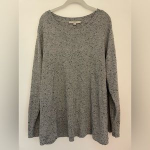 LOFT gray and black crew neck sweater